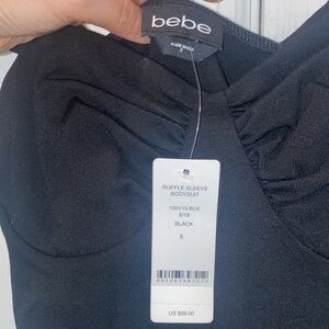 NWT! BEBE Ruffle Sleeve Bodysuit